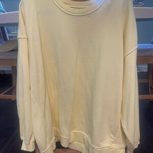 Daily Drills Butter Yellow Oversized Crewneck Sweatshirt, M/L